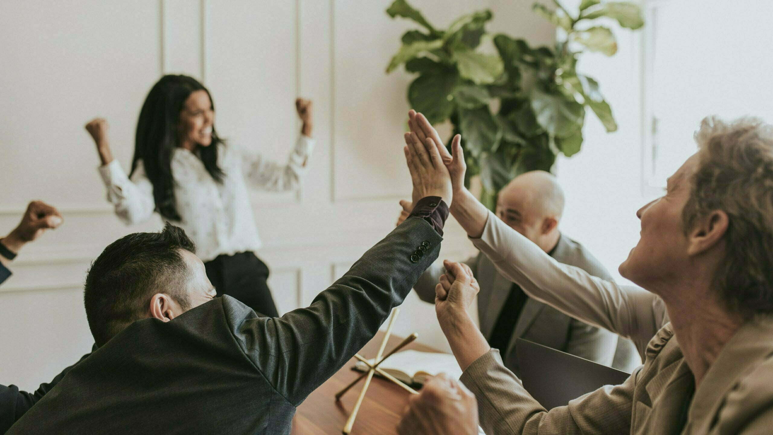 Team making a high five